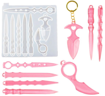 Shuriken Shape Resin Molds Magic Stick Keyrings Epoxy Moulds Dagger Knife Shape Keychains Silicone Mold