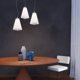 Shuttle hanglamp wit, glas opaal mat wit, opaal