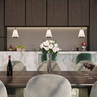 Shuttle hanglamp zwart, glas opaal mat zwart, opaal