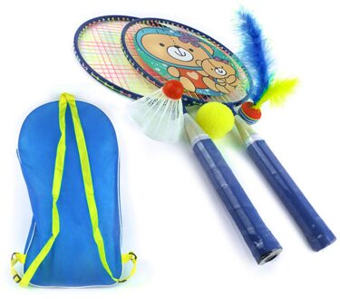 Shuttle Racket Met Badminton Bal Draagtas Indoor Outdoor Team Spelen Games Speelgoed Badminton Racket Voor Kinderen Kids blauw