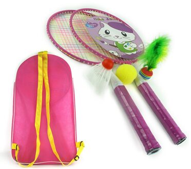 Shuttle Racket Met Badminton Bal Draagtas Indoor Outdoor Team Spelen Games Speelgoed Badminton Racket Voor Kinderen Kids roze
