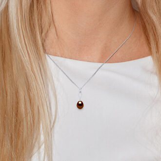 SHUTTLE zoetwater parel sieraden 9-10 mm Chocolate 925 Chocoladebruin - One Size