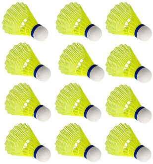 Shuttles Nylon Badminton Shuttles Ballen Hoge Snelheid Veer Voor Indoor Outdoor Entertainment Sport Game Geel 12Pcs