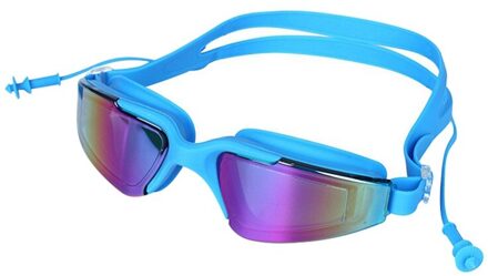 Siamese Oordopje Zwembril Waterdicht Stofdicht Anti-Fog Anti-Uv Bril Vrouwen Mannen High Definition Electroplated Lens QJ2596HL