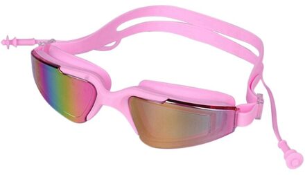 Siamese Oordopje Zwembril Waterdicht Stofdicht Anti-Fog Anti-Uv Bril Vrouwen Mannen High Definition Electroplated Lens QJ2596P