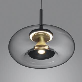Sica hanglamp zwart/goud/rookgrijs zwart, goud, rookgrijs-transparant
