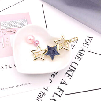 Side Lichtmetalen Metal Haar Clip Voor Vrouwen vijfpuntige Ster Ronde Haarspeldjes Zoete Wilde Haarspeld Haar Styling accessoires