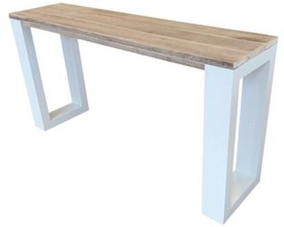 Side table enkel steigerhout 140Lx78HX38D cm wit 140cm