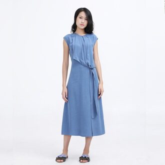 Side Tie minimalistische midi -jurk Hemelsblauw - XL