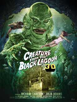 Sideshow Collectibles The Creature from the Black Lagoon Art Print Creature from the Black Lagoon (3D Variant) by Ruiz Burgos 61 x 46 cm - unframed