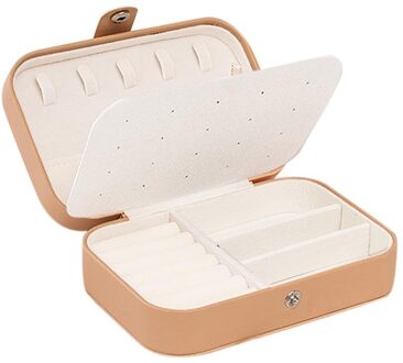 Sieraden Doos Draagbare Ketting Ringen Oorbellen Armband Voor Vrouwen Exquisite Pu Fibre Organizer Display Geschenkdozen Case kameel