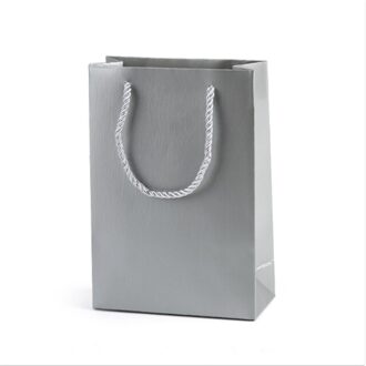 Sieraden Handtassen Opslag Papieren Zakken Met Handvatten Voor Business Party Wedding Festival Verpakking Bulk zilver grijs
