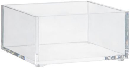 Sieraden/make-up houder/box vierkant 9,5 x 5 cm van kunststof - Make-up dozen Transparant