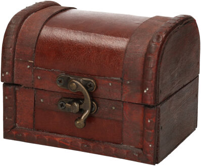 Sieraden opbergkistje Vintage - 11 x 9 cm - hout - bruin