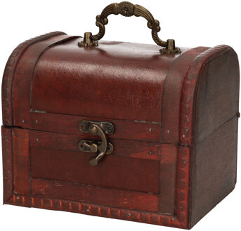 Sieraden opbergkistje Vintage - 15 x 12,5 cm - hout - bruin