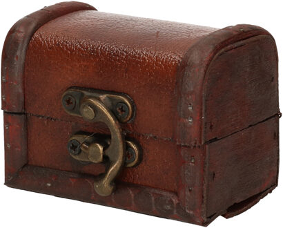 Sieraden opbergkistje Vintage - 8 x 5 cm - hout - bruin