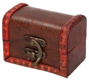 Sieraden opbergkistje Vintage - 8 x 5 cm - hout - roodbruin