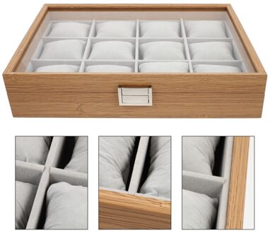Sieraden Organisator 12 Slot Horloge Case Hout Horloge Doos Display Lade Met Kussen