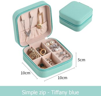 Sieraden Organisator Display Reizen Sieraden Dozen Draagbare Sieraden Doos Lederen Opslag Joyeros Organizador De Joyas Blauw