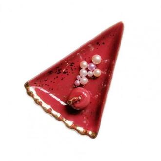 Sieraden Schotel Sieraden Display Plaat Ketting Ring Oorbellen Display Leuke Keramische Oorbellen Decoratieve Display Kom Voor Indoor Rood