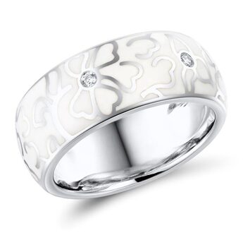 Sieraden Set Voor Vrouwen Emaille Witte Bloem Cz Ring Oorbellen Hanger Mode-sieraden enkel en alleen ring size 7