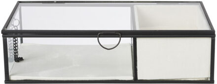 Sieradendoos met ringhouder - zwart - 25x15x6.5 cm Transparant
