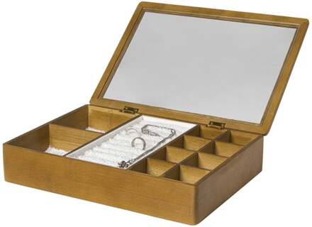 Sieradendoos met teddy - bruin/wit - 12 vakken