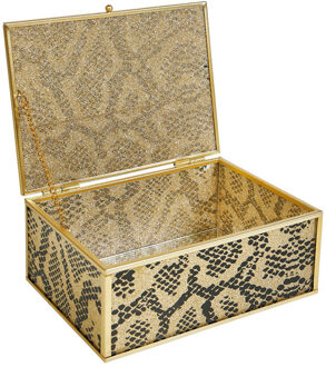 Sieradendoos - opbergdoos - goud met zwart - slangenprint - 18 x 13,5 cm