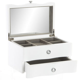 Sieradenkist/juwelenkist met lade wit van hout 20 x 13 x 12 cm