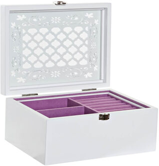 Sieradenkist/juwelenkist wit van hout 22 x 16 x 10 cm