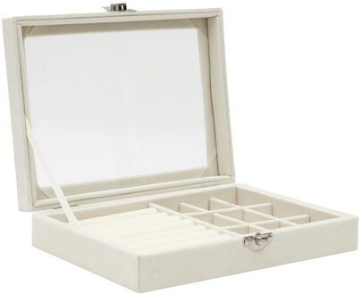 Sieradenkist - wit - polyester - 20 x 15 cm - organizer - sieradendoos - box
