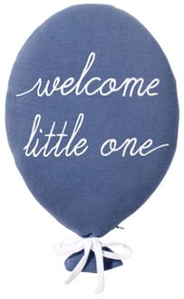 Sierkussen ballon welcome little one blauw - 40x27 cm