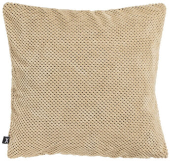 Sierkussen met blokjes - beige - 45x45 cm