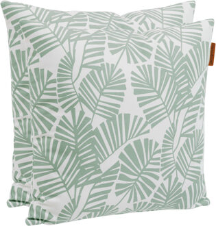 sierkussens - 2x - binnen/buiten - palm print - 40 x 10 cm