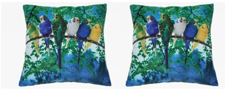 Sierkussens met print van grasparkiet vogels 35 x 35 cm