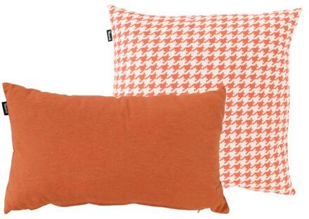 Sierkussenset   Cuba cognac 50x30cm en Poule terra 50x50cm