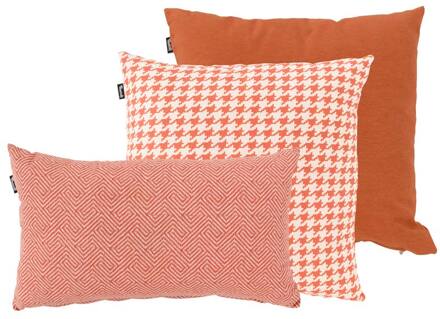 Sierkussenset   Cuba cognac met Poule terra 50x50cm en Jesse terra 50x30cm