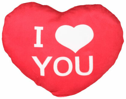 Sierkussentje Valentijn/I Love You hartje vorm - rood - 20 cm