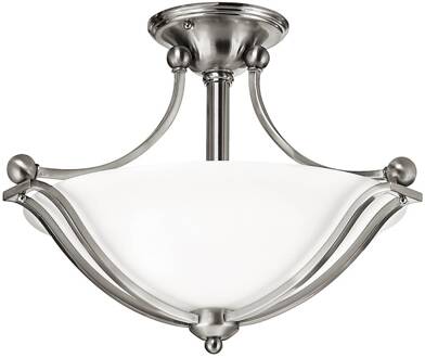 Sierlijke plafondlamp BOLLA, nikkel nikkel, opaal