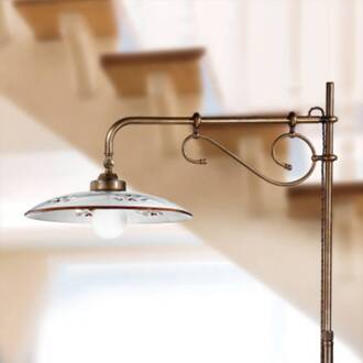 Sierlijke vloerlamp Bassano bruin Wit, messing