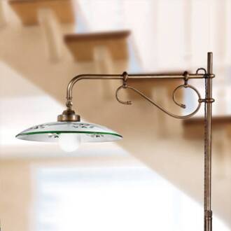 Sierlijke vloerlamp Bassano groen Wit, messing