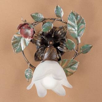 Sierlijke wand- of plafondlamp ROSAIO oud goud, groen, rood, wit