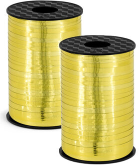 Sierlint kunststof - 2x - goud - 5 mm x 225 meter - cadeaulint - hobbylint