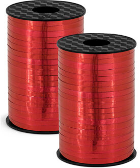 Sierlint kunststof - 2x - rood - 5 mm x 225 meter - cadeaulint - hobbylint