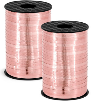 Sierlint kunststof - 2x - rose goud - 5 mm x 225 meter - cadeaulint - hobbylint
