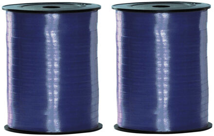 Sierlint of cadeaulint - 2x - blauw - dun - 500 meter x 0.5 cm - Feestartikelen en versiering