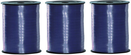 Sierlint of cadeaulint - 3x - blauw - dun - 500 meter x 0.5 cm - Feestartikelen en versiering