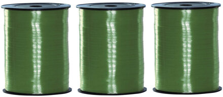 Sierlint of cadeaulint - 3x - groen - dun - 500 meter x 0.5 cm - Feestartikelen en versiering