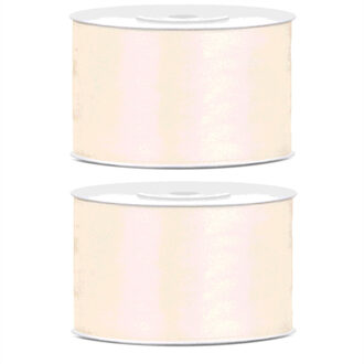 Sierlint satijn - 2x - Warm wit - 3,8 cm/38 mm x 25 meter - Cadeaulint satijnlint/sierlinten - Hobby