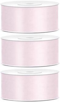 Sierlint satijn - 3x - Roze - 2.5 cm/25 mm x 25 meter - Cadeaulint satijnlint/sierlinten - Hobby